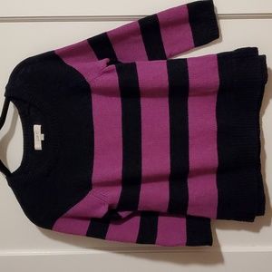 LOFT Navy & Pink Stripe Cotton Sweater